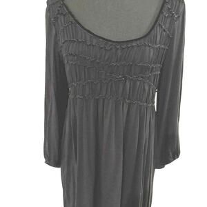 Studio M - Smocked Babydoll Tunic Blouse Black - Extra Large